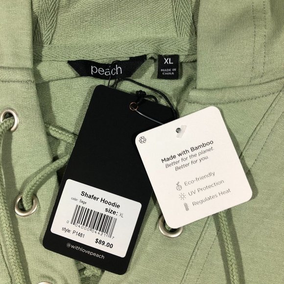 NEW Peach Womens XL Shafer Hoodie Top Bamboo UV P1481 Green NWT $89 - Picture 9 of 11